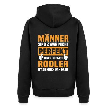 Funny tobogganer sayings - Unisex Premium Organic Zip Hoodie - black - Back - Nico (187cm)