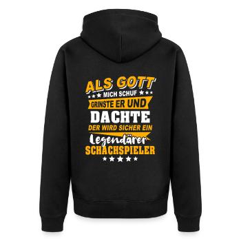 Chess Player Chess - Unisex Premium Organic Zip Hoodie - black - Back - Nico (187cm)