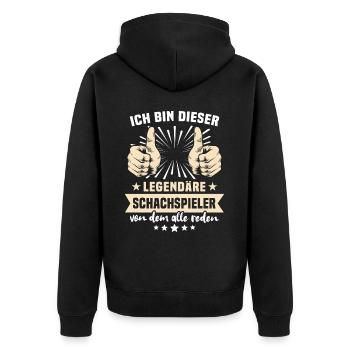 Dictons de joueur d’échecs - Veste à capuche bio Premium Unisexe - noir - Dos - Nico (187cm)