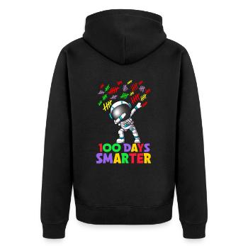 Astronaut Dabbing School 100 Days Smarter Smarter - Unisex Premium Organic Zip Hoodie - black - Back - Nico (187cm)