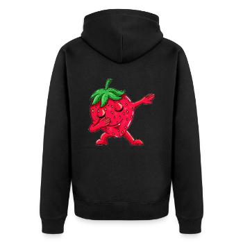 Obst Erdbeeren tanzt Dabbing Dab tanz Kinder - Unisex Premium Bio Zip Hoodie - Schwarz - Hinten - Nico (187cm)