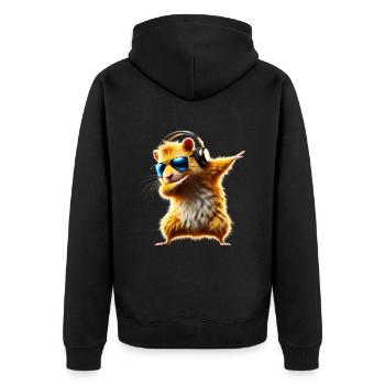 Funny Dabbing Hamster Rodent Animal Lover - Unisex Premium Organic Zip Hoodie - black - Back - Nico (187cm)