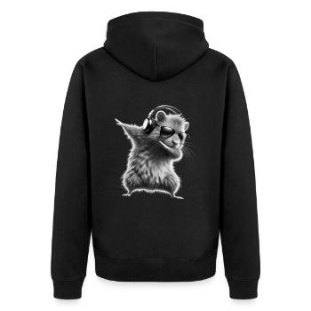 Funny Dabbing Hamster Rodent Animal Lover - Unisex Premium Organic Zip Hoodie - black - Back - Nico (187cm)