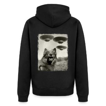 Keeshond chien OVNI Alien Alien Selfie - Veste à capuche bio Premium Unisexe - noir - Dos - Nico (187cm)