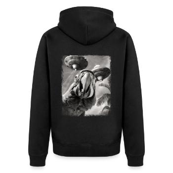 Macaw Parrot Bird UFO Alien Alien Selfie - Unisex Premium Organic Zip Hoodie - black - Back - Nico (187cm)