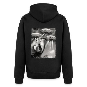 Macaw Parrot Bird UFO Alien Alien Selfie - Unisex Premium Organic Zip Hoodie - black - Back - Nico (187cm)