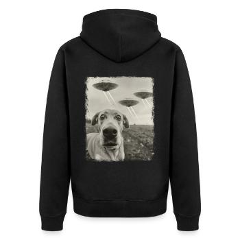 Labrador chien OVNI Alien Alien Selfie - Veste à capuche bio Premium Unisexe - noir - Dos - Nico (187cm)