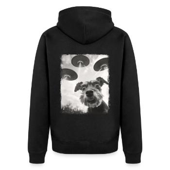 Miniature Schnauzer Dog UFO Alien Alien Selfi - Unisex Premium Organic Zip Hoodie - black - Back - Nico (187cm)