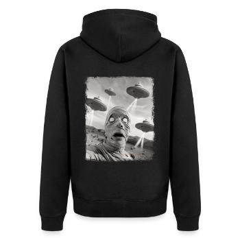 Mummy Halloween UFO Alien Alien Selfie - Unisex Premium Organic Zip Hoodie - black - Back - Nico (187cm)