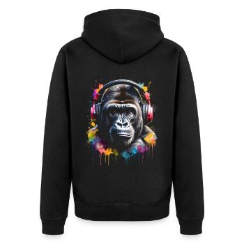 Gorille casque singe coloré Animal Design Print - Veste à capuche bio Premium Unisexe - noir - Dos - Nico (187cm)