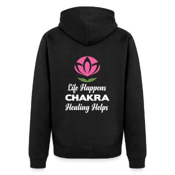 La vie se passe La guérison des chakras aide les bouddhistes - Veste à capuche bio Premium Unisexe - noir - Dos - Nico (187cm)