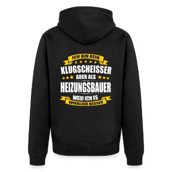 Ich Bin Kein Klugscheisser Heizungsbauer - Unisex Premium Bio Zip Hoodie - Schwarz - Hinten - Nico (187cm)