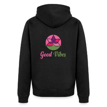 Guérison des chakras Hypnose bouddhiste - Veste à capuche bio Premium Unisexe - noir - Dos - Nico (187cm)