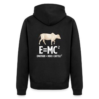 E=mc Emotion = Moo X Cattle Farmer Ranchero - Unisex Premium Bio Zip Hoodie - Schwarz - Hinten - Nico (187cm)