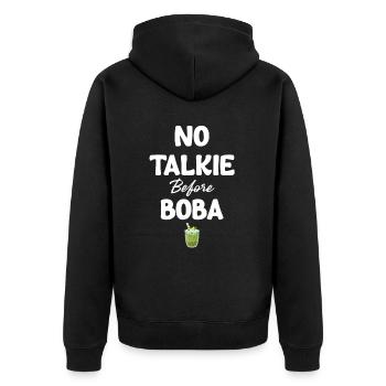 No Talkie Before Boba Bubble Japanese - Unisex Premium Organic Zip Hoodie - black - Back - Nico (187cm)
