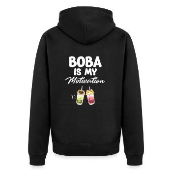 Boba Is My Motivation Bubble Japan K-pop - Unisex Premium Organic Zip Hoodie - black - Back - Nico (187cm)
