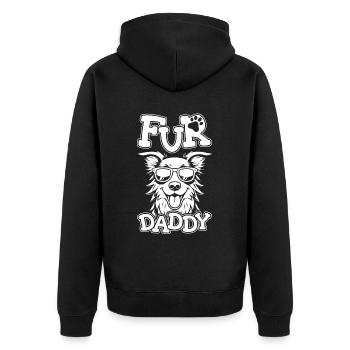 Border Collie Hundepapa Fur Daddy - Unisex Premium Bio Zip Hoodie - Schwarz - Hinten - Nico (187cm)