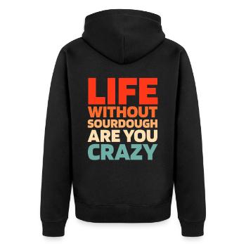 Sauerteig Brot - Unisex Premium Bio Zip Hoodie - Schwarz - Hinten - Nico (187cm)