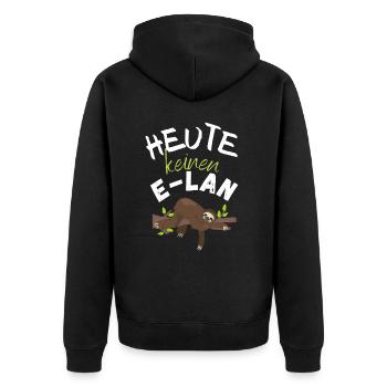 Heute Keinen Elan Faultier Lustig Witzig Chillig - Unisex Premium Bio Zip Hoodie - Schwarz - Hinten - Nico (187cm)