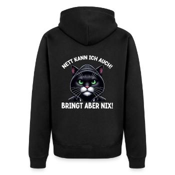 Je peux aussi être gentille ! Mais ça ne sert à rien ! Chat Drôle - Veste à capuche bio Premium Unisexe - noir - Dos - Nico (187cm)