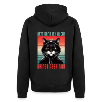 Je peux aussi être gentille ! Mais ça ne sert à rien ! Chat Drôle - Veste à capuche bio Premium Unisexe - noir - Dos - Nico (187cm)