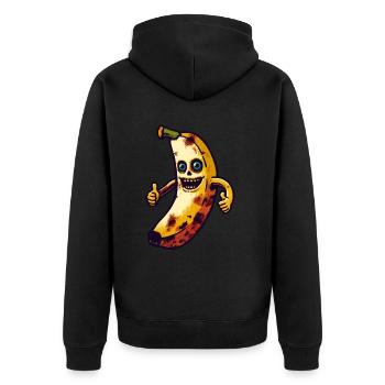Zombie Banane Bananen Liebhaber Halloween Deko - Unisex Premium Bio Zip Hoodie - Schwarz - Hinten - Nico (187cm)