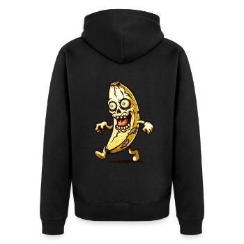 Zombie Banane Halloween Kostüm Deko - Unisex Premium Bio Zip Hoodie - Schwarz - Hinten - Nico (187cm)