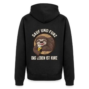 « Boire et péter, la vie est courte » Bière - Veste à capuche bio Premium Unisexe - noir - Dos - Nico (187cm)