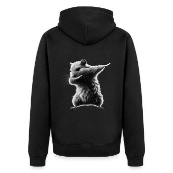 Funny Dabbing Hamster Rodent Animal Lover - Unisex Premium Organic Zip Hoodie - black - Back - Nico (187cm)