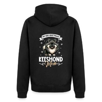 Wolfsspitz Mama - Unisex Premium Bio Zip Hoodie - Schwarz - Hinten - Nico (187cm)