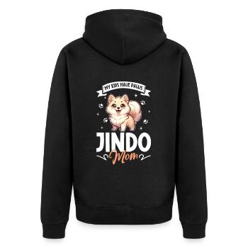 Korea Jindo Dog Mom - Unisex Premium Organic Zip Hoodie - black - Back - Nico (187cm)
