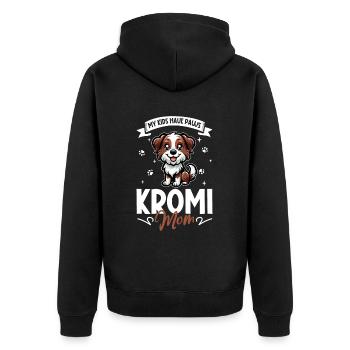 Kromfohrländer Mama - Unisex Premium Bio Zip Hoodie - Schwarz - Hinten - Nico (187cm)