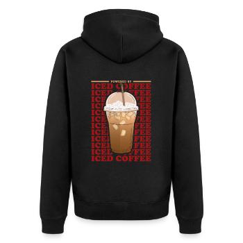 Eiskaffee Iced Coffee Kaffeeliebhaber Geschenk - Unisex Premium Bio Zip Hoodie - Schwarz - Hinten - Nico (187cm)