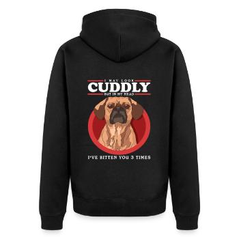 Puggle Hunde Hundebesitzer Hundehalter Geschenk - Unisex Premium Bio Zip Hoodie - Schwarz - Hinten - Nico (187cm)