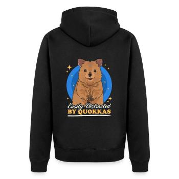 Quokka Kurzschwanzkänguru Quokkas Geschenk - Unisex Premium Bio Zip Hoodie - Schwarz - Hinten - Nico (187cm)