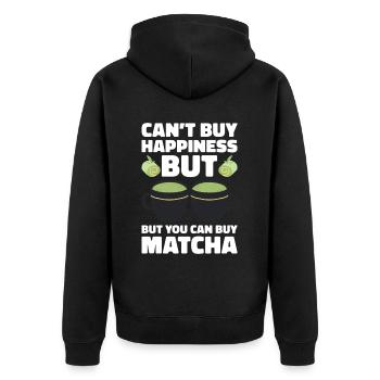 Japanischer Matcha Tee Grüntee Matcha Latte - Unisex Premium Bio Zip Hoodie - Schwarz - Hinten - Nico (187cm)