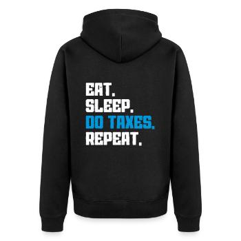 Tax Day CPA Accountant - Unisex Premium Bio Zip Hoodie - Schwarz - Hinten - Nico (187cm)