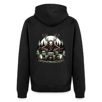 Drummer Wendigo Drum Player - Unisex Premium Bio Zip Hoodie - Schwarz - Hinten - Nico (187cm)