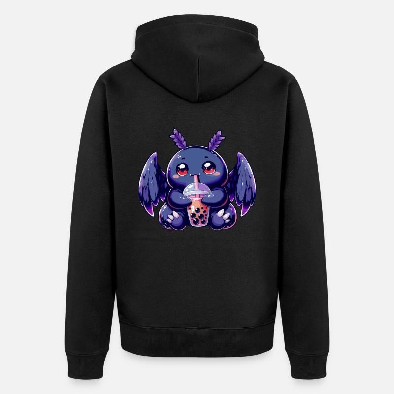 Mothman Bubble Tea - Unisex Premium Bio Zip Hoodie - Schwarz