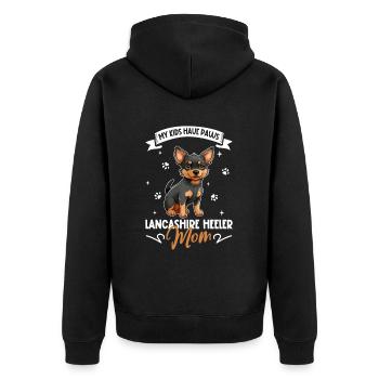 Lancashire Heeler Mama - Unisex Premium Bio Zip Hoodie - Schwarz - Hinten - Nico (187cm)