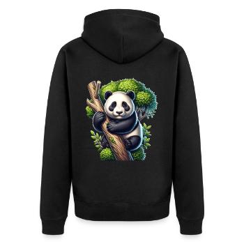 Panda - Unisex Premium Bio Zip Hoodie - Schwarz - Hinten - Nico (187cm)