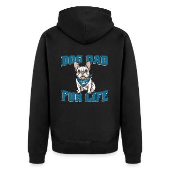 Bouledogue Français Chien Papa Fourrure Vie - Veste à capuche bio Premium Unisexe - noir - Dos - Nico (187cm)