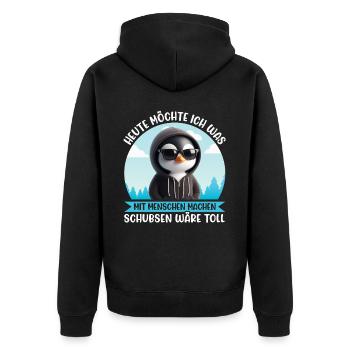 Today I want to do something with people Push - Unisex Premium Organic Zip Hoodie - black - Back - Nico (187cm)