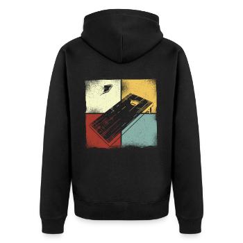 Cornhole Team Bean Bag Player - Unisex Premium Bio Zip Hoodie - Schwarz - Hinten - Nico (187cm)
