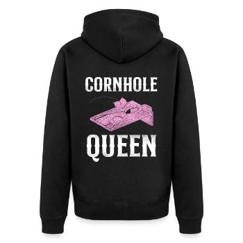 Cornhole Team Bean Bag Player - Unisex Premium Bio Zip Hoodie - Schwarz - Hinten - Nico (187cm)