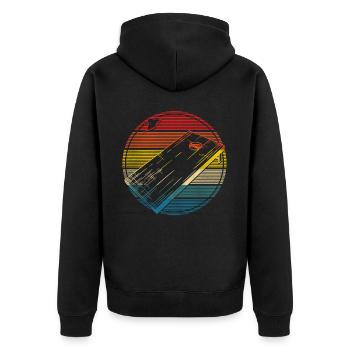 Cornhole Team Bean Bag Player - Unisex Premium Bio Zip Hoodie - Schwarz - Hinten - Nico (187cm)