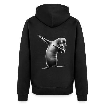 Lustige Dabbing Robbe Tierliebhaber Safari Ozean - Unisex Premium Bio Zip Hoodie - Schwarz - Hinten - Nico (187cm)
