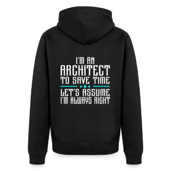 Architect Architecture - Unisex Premium Organic Zip Hoodie - black - Back - Nico (187cm)