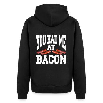 You Had Me At Bacon - Unisex Premium Organic Zip Hoodie - black - Back - Nico (187cm)