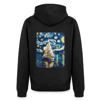 voilier bateau voilier peinture nuit étoilée - Veste à capuche bio Premium Unisexe - noir - Dos - Nico (187cm)